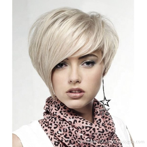 Celebrity Wigs white short natural straight Synthetic hair for Costume / Cosplay Party Wigs